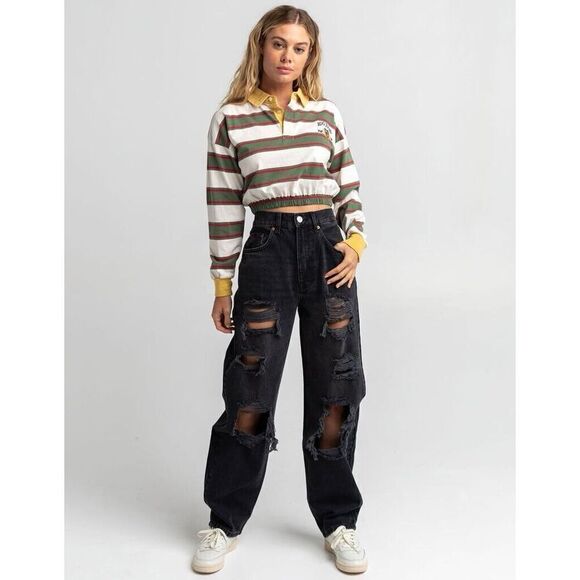 BDG High Rise Distressed Baggy Jeans in Washed Black 32 Women’s Urban Outfitters - Picture 2 of 5